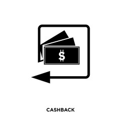cashback icon on white background, in black, vector icon illustration