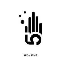 high five icon on white background, in black, vector icon illustration