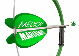 Medical Marijuana Bow Arrow Target Leaf 3d Illustration