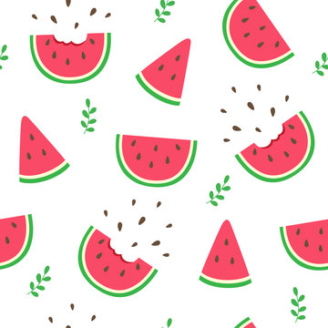 Watermelon slices seamless pattern on white background