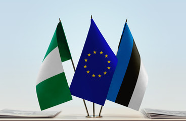 Flags of Nigeria European Union and Estonia