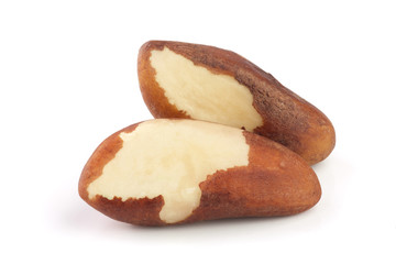 Brazil nuts isolated on white background closeup