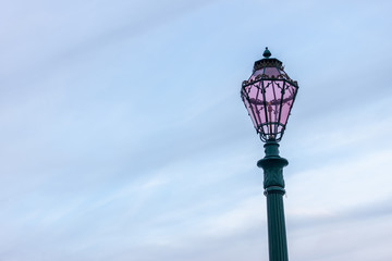 Fototapeta na wymiar lamp post on sky background