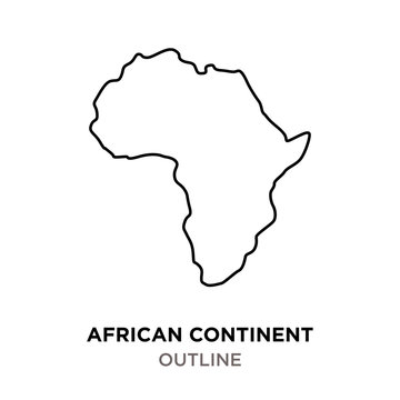 African Continent Outline On White Background