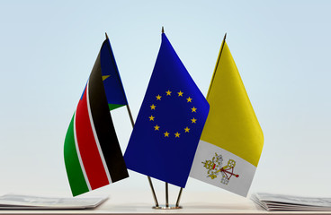 Flags of South Sudan European Union and Vatican