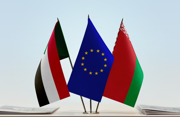 Flags of Sudan European Union and Belarus
