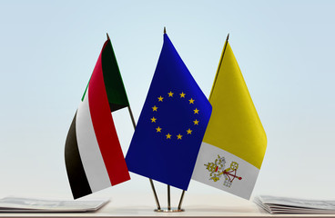 Flags of Sudan European Union and Vatican