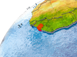 Map of Sierra Leone in red on globe