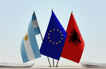 Flags of Argentina European Union and Albania