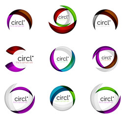 Set of circle swirl business logos, vector geometric icons
