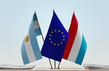Flags of Argentina European Union and Luxembourg