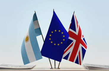 Flags of Argentina European Union and Great Britain