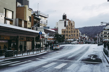 Obraz premium 京都 冬景色 街並み