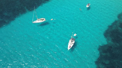 Aerial view from drone of a stunning beach in Menorca (Baleares)
