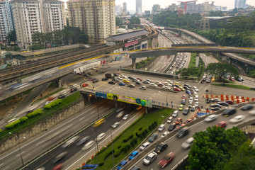 KUALA LUMPUR, MALAYSIA - 23th MARCH 2018; Massive traffic on Federal Highway in Kuala Lumpur, Malaysia.