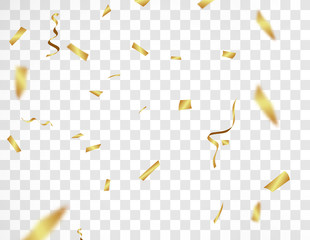 3514400 The realistic gold confetti background vector illustration.  Holiday design on a transparent background.