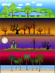 Outdoor Landscapes Scene Vector Illustration Collection