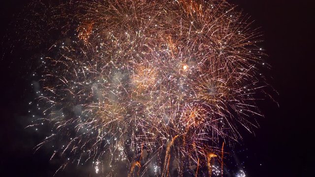 Professional video of fireworks show in 4K slow motion 60fps