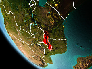 Malawi at night on Earth