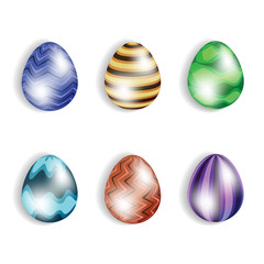 colorful 3d easter egg set. easter day element. glossy digital vector design.