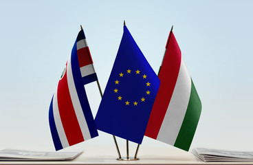 Flags of Costa Rica European Union and Hungary