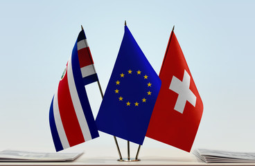 Flags of Costa Rica European Union and Switzerland