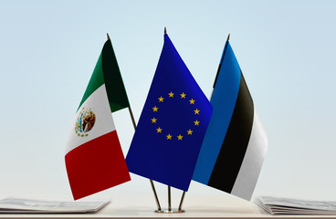 Flags of Mexico European Union and Estonia