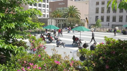 Tourists relaxing in Union Square