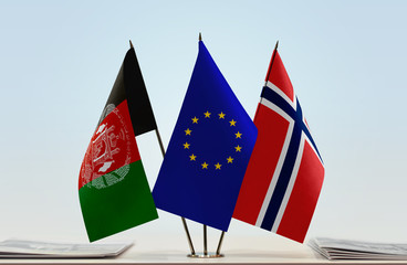 Flags of Afghanistan European Union and Norway