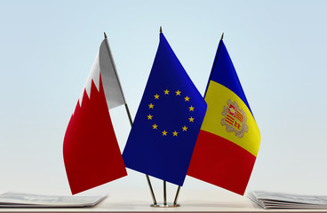 Flags of Bahrain European Union and Andorra