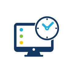 Time Computer Logo Icon Design