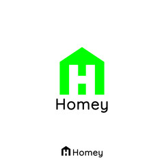 Construction logo for Home and Real Estate with initial Letter H in House Building symbol