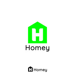Construction logo for Home and Real Estate with initial Letter H in House Building symbol