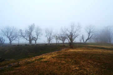 Fototapeta na wymiar misty landscapes of Armenia. Gloomy landscape