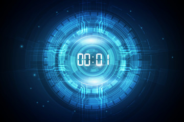 Abstract Futuristic Technology Background with Digital number timer concept and countdown, vector transparent