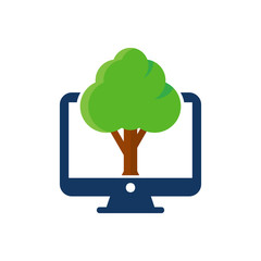 Tree Computer Logo Icon Design