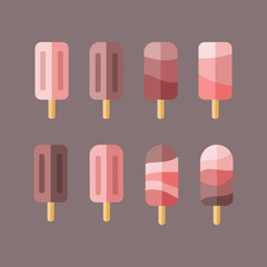 Chocolate ice cream vector clipart. Set of icons for summer season design