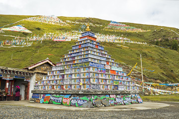 Tibetan Religious Stone In Tagong, Sichuan province, China