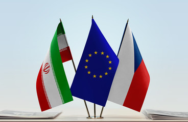 Flags of Iran European Union and Czech Republic