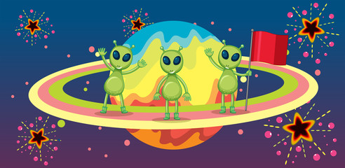 Three aliens on new planet