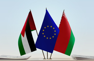 Flags of Jordan European Union and Belarus