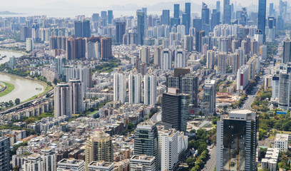 A bird's eye view of urban architecture in Shenzhen
