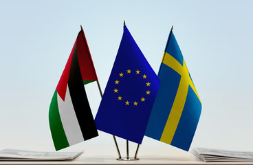 Flags of Jordan European Union and Sweden