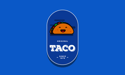 Taco Lettering Logo Label Badge Sticker for Restaurant Mexican Cafe Vector Illustration