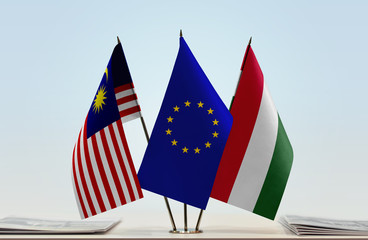 Flags of Malaysia European Union and Hungary