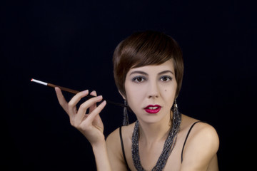 Obraz premium Portrait of a young woman in retro style