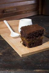 Brownie on a wooden board