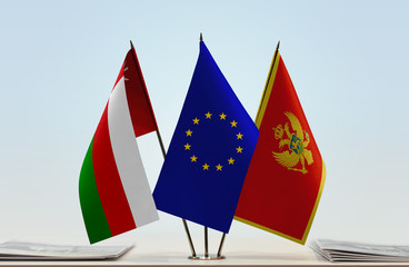 Flags of Oman European Union and Montenegro