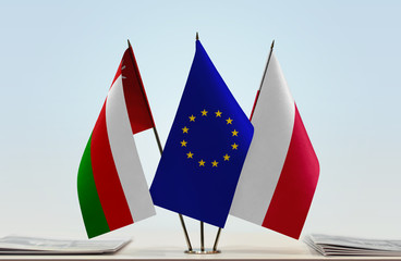 Flags of Oman European Union and Poland