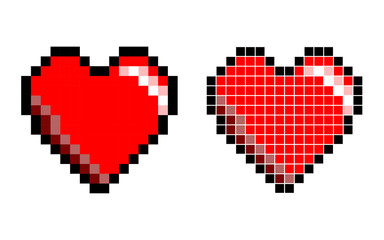 Fototapeta na wymiar Pixel Art Heart Shape